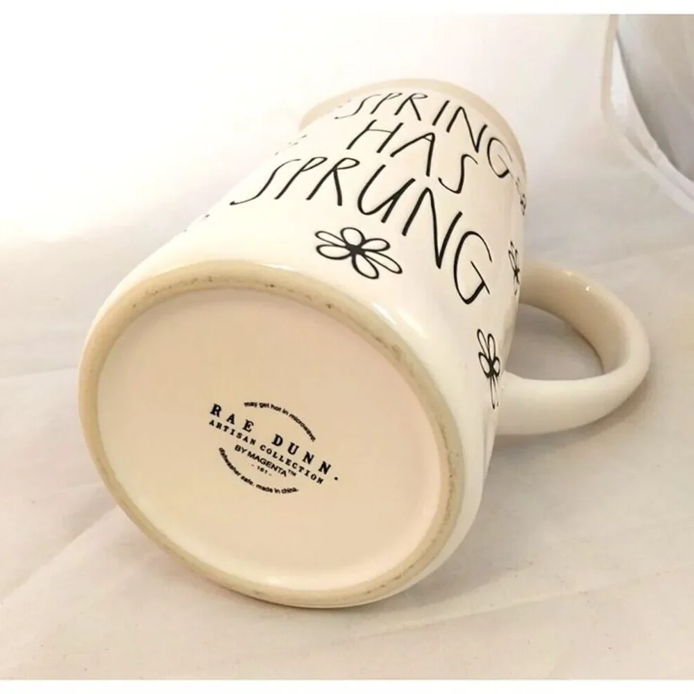 Rae Dunn Pitcher SPRINGHAS SPRUNG Flowers Artisan Collection New 8.5